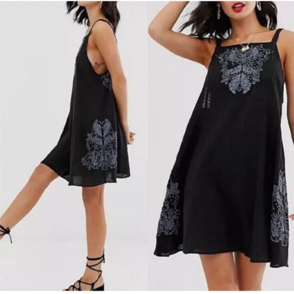 Intimately Free People Tulum mini slip dress cut out embroidered eyelet sz Small